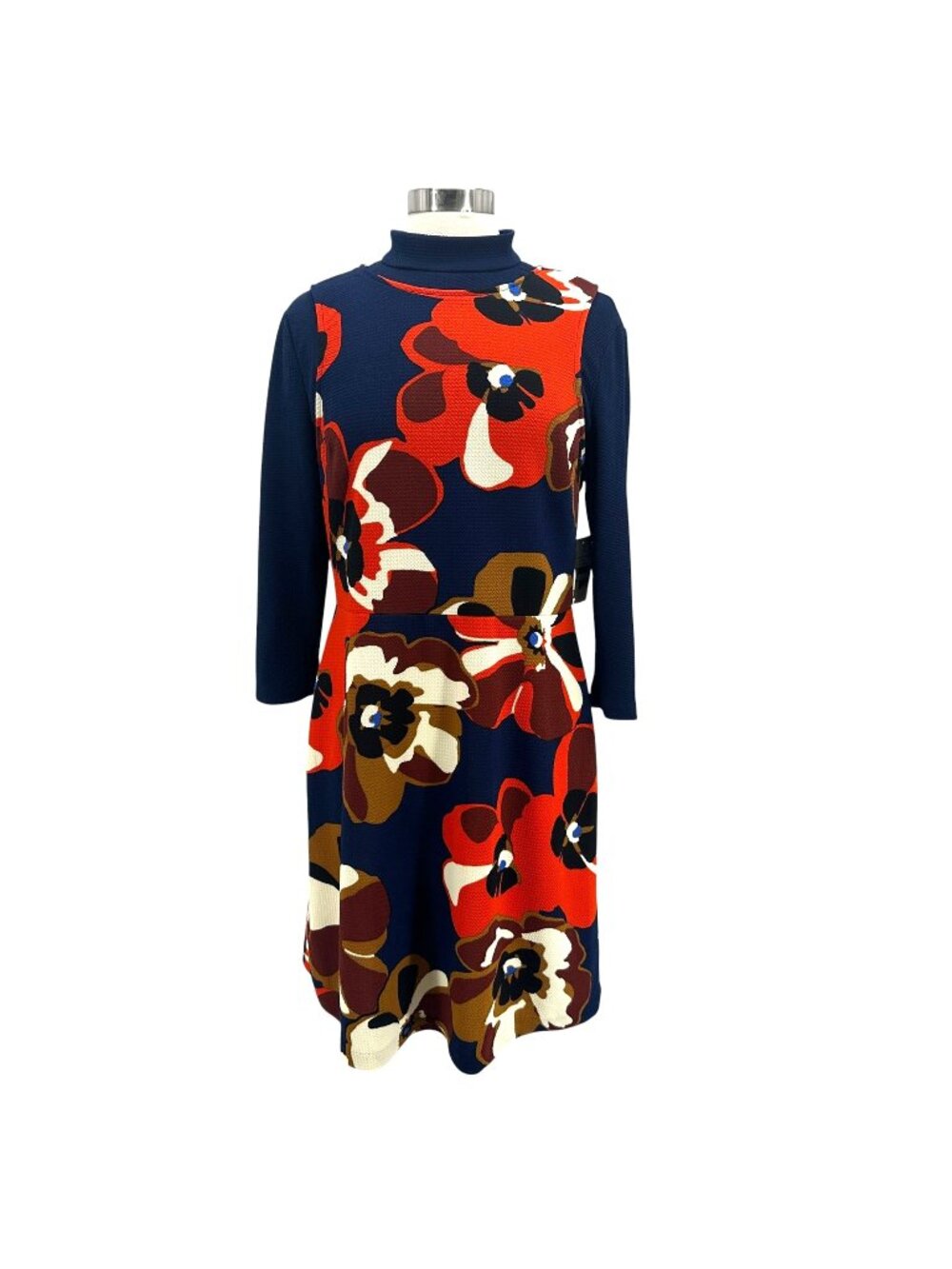 NEW Eci New York Womens Large Dress Floral Print Mock Neck Sheath Dress Party
